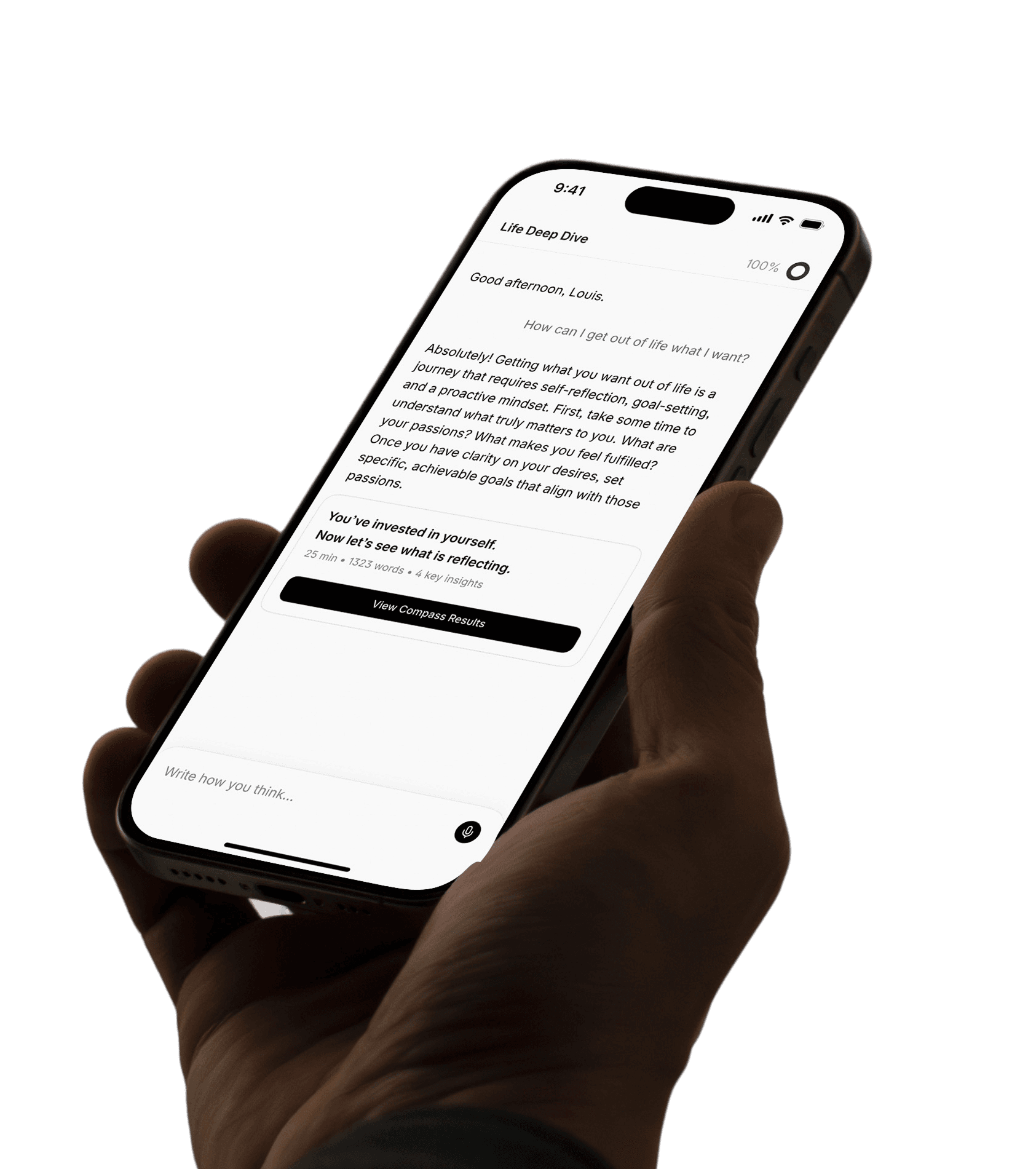 Reflecta mobile app mockup